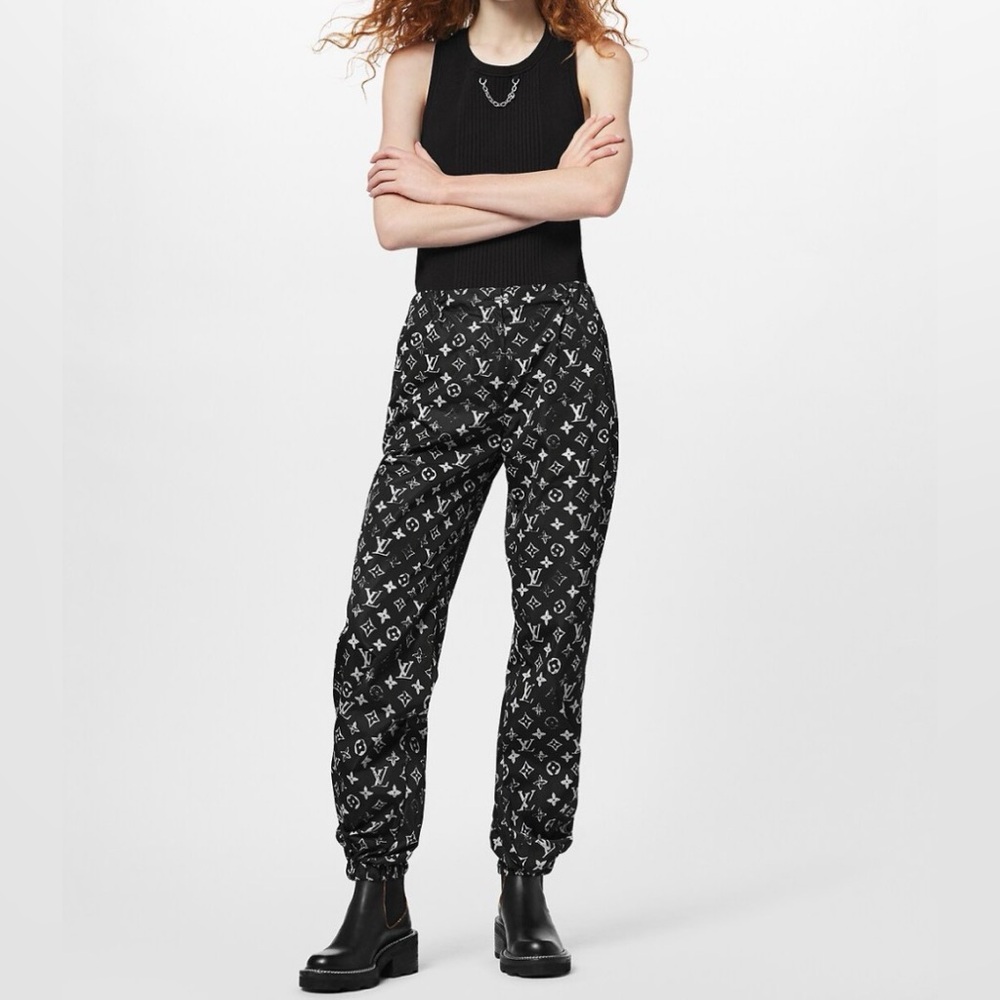 Authentic Louis Vuitton Black and White Stencil Effect Monogram Joggers - Picture 15 of 16